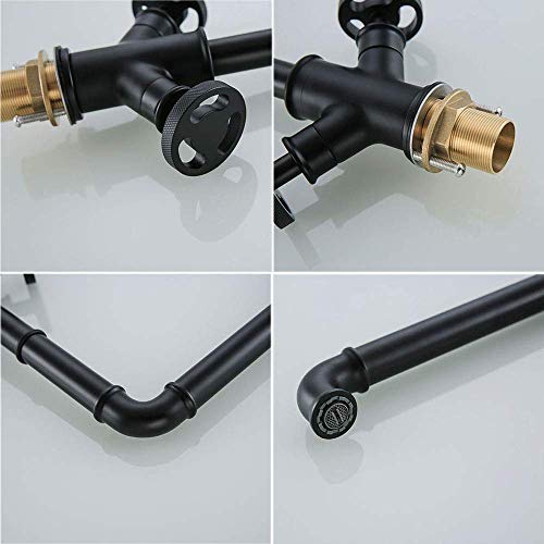Robinet de lavabo rétro noir avec double commande pour un réglage précis - 7
