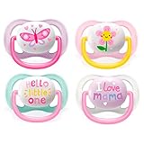 Philips Avent ULTRA AIR Schnuller // Neuheit 2018 // 0-6 Mo // 4er Set Girl // inkl. 2 Sterilisiertrasportboxen