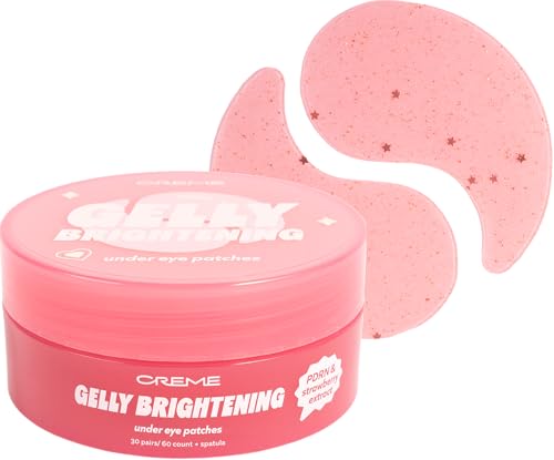 The Crme Shop Gelly Brightening Under Eye Patches Hydrogel Eye Masks with PDRN & Strawberry Extract Hydrating and Depuffing Korean Skin Care 60 Count (30 Pairs)