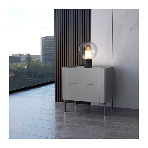 Mesilla de noche Mesita de noche gris 2 cajones Mesita de noche de madera de gran capacidad con patas de metal Mesita de noche con encimera de pizarra de roca resistente al desgaste for dormitorio Sal