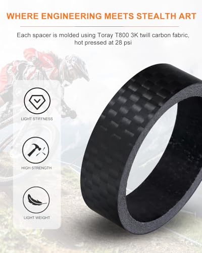 image for Cheimaxy 8PCS Carbon Fiber Headset Spacers, Matte Finish, Lightweight 