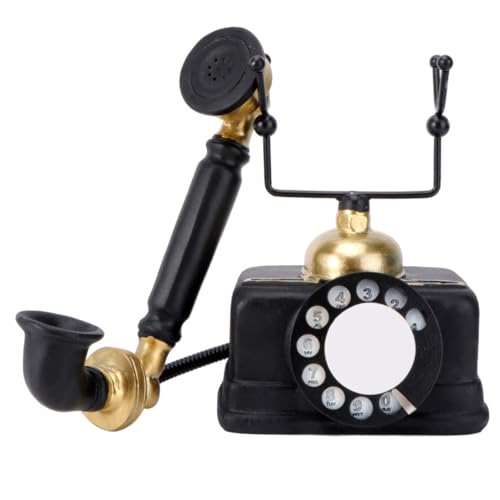 Teléfono retro vintage de resina CRAFTHROU, adorno de escritorio con acabado clásico