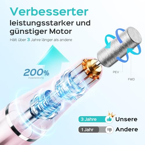COSLUS Nagelfräser Kabellos Tragbar für Gelnägel: elektrische Nagelfeile stufenloser Geschwindigkeitsregelung für Maniküre Pediküre und Acrylnägel Plastik Nail Drill für Anfänger & Nagelstudio Zuhause