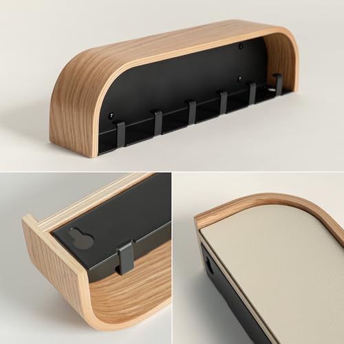 Kazai. Schlüsselbrett ’Fyndig’ | Minimalistisches Schlüsselhaken-Design aus Berlin | Moderner Schlüsselhalter mit Ablage aus Holz | Schlüsselregal als Flur Möbel für die Wand | Eiche