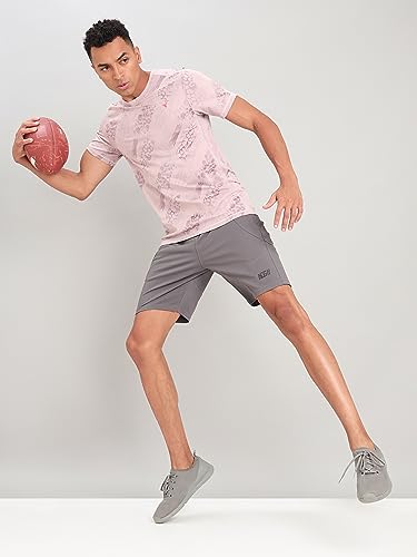 Image of TECHNOSPORT Men Polyester Regular Fit Half Sleeve Jacquard T-Shirt with Double Cool, Quick Dry & Anti Microbial for Sports, Running & Casual Use
