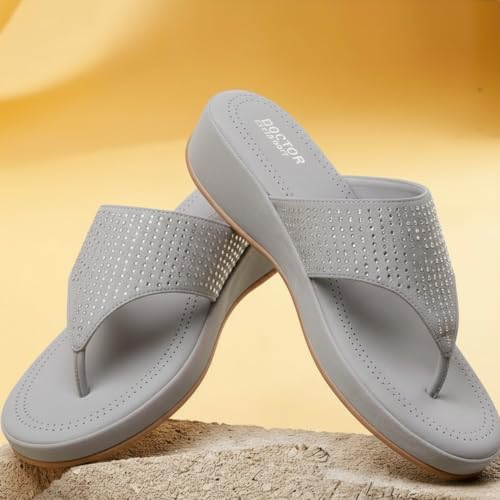 Image of DOCTOR EXTRA SOFT Women's Fashionable Stylish Orthopedic Memory Foam Thong Slippers /Flip Flops|Comfortable & Lightweight|Breathable & Anti-Slip| Casual Slip-on Sandals for Ladies /GirlsD-626