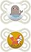 MAM Juego de 2 chupetes Perfect, chupete para bebé de silicona especial MAM SkinSoft con caja para chupete, 0-6 meses, foca y zorro, Instrucciones en lengua extranjera