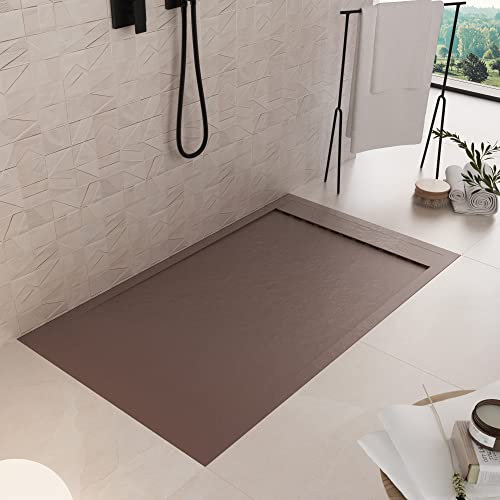 Olimpo Docce - Piatto Doccia In Marmoresina Marrone Effetto Pietra Cemento Prestige - 90X130 - 7