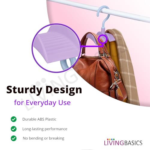 Image of LivingBasics 2 Pieces 360 Rotating Handbag Holder Hook for Wardrobe /Purse Rack /Hanging Purse Organiser for Closet, Bags, Scarves, Belts, Ties /Space Saving Multi Hook Hanger for Women (Purple)