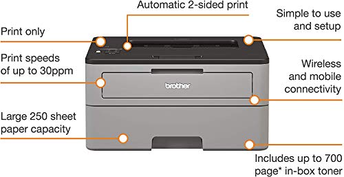 image for Brother HL-L2350DW Mono Laser Printer- Single Function, Wireless/USB 2