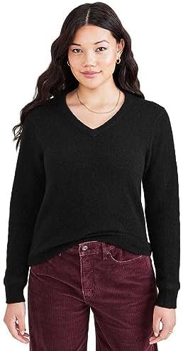Dockers Uzun Kollu V Yaka Kazak Kadın Kazak, 001 Black, M — Amazon ürün görseli