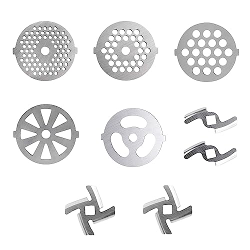 9 Pieces Meat Grinder Attachment Meat Grinder Parts Blade Rustproof Food Grinder Accessories Meat Grinder Blade for Food Chopper - Thumbnail 7