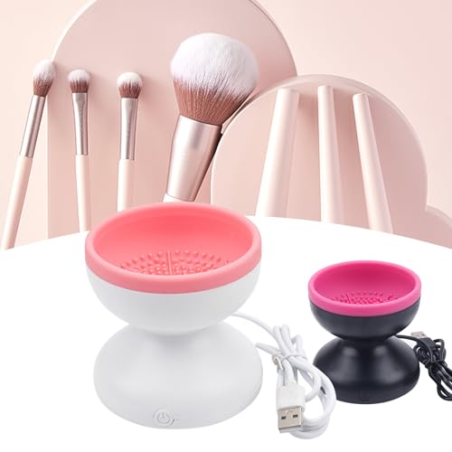 Elektronischer Make-up-Pinsel-Reiniger,Make-up-Pinsel-Reinigungsmaschine Tragbare Schönheits,Automatischer USB-Spinner,Kosmetikpinsel-Reiniger,Schnell Trocknende Pinsel-Reinigungsmaschine (Weiß)