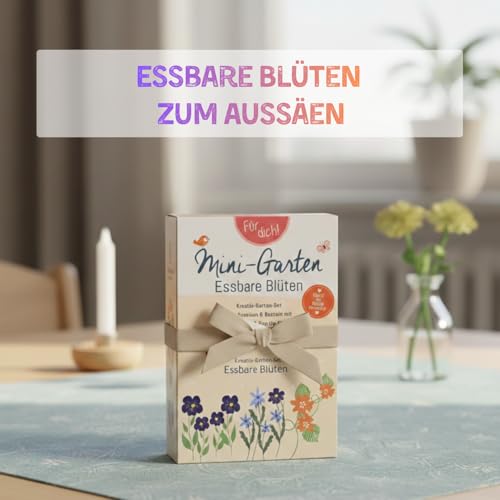Mini Garten Essbare Blüten, Essbare Blumen Samen Set zum Anpflanzen, kreatives Anzuchtset für Fensterbank & Balkon, dekorative Blüten für Küche, Salate & Desserts, nachhaltige Geschenk aus Deutschland