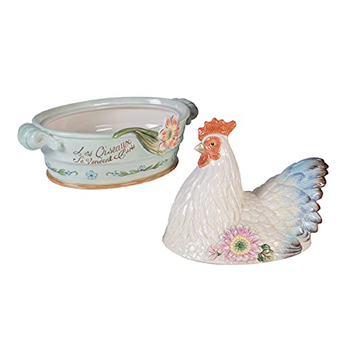 Fitz-and-Floyd-Toulouse-Hen-Covered-Vegetable-Serve-Bowl-11-14-Inch-Multicolor Fitz and Floyd Toulouse Hen Covered Vegetable Serve Bowl 11 14 Inch Multicolor