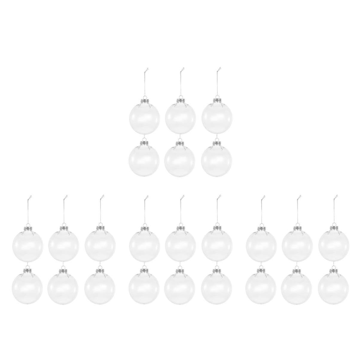 FRCOLOR 24 Piezas Bolas Navideñas Transparentes Rellenables de Plástico