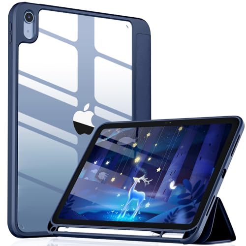 Image of Wenlaty Compatible with iPad (A16) 11th Generation Case 11 Inch 2025, for iPad 10th Generation Case 10.9 Inch 2022 with Pencil Holder, Trifold Stand Protective Clear Back Shell, Auto Wake /Sleep, Navy