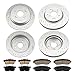 Torchbeam Brake and Rotor Kit Front and Rear Brake Pads Brake Rotor Ceramic Compatible with Honda CR-V 2012-2016 2.4L, Drilled Slotted 11.99’’ (304.6mm) Rear and 11.65’’ (296mm) Front Rotor