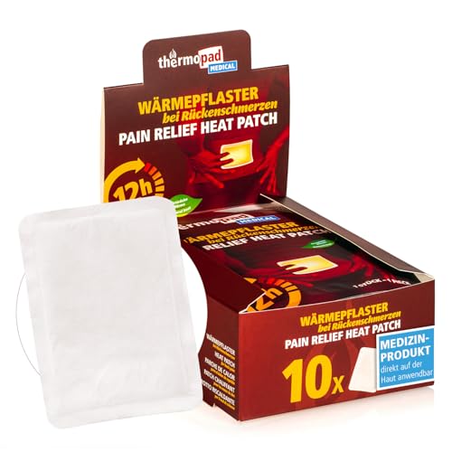 THERMOPAD Medical Wärmepflaster bei Rückenschmerzen 5 10 oder 30 medizinische Wärmepflaster 12 Stunden Wärme zur Linderung von Muskelverspannungen Rücken-Wärmepad (10 Stück)