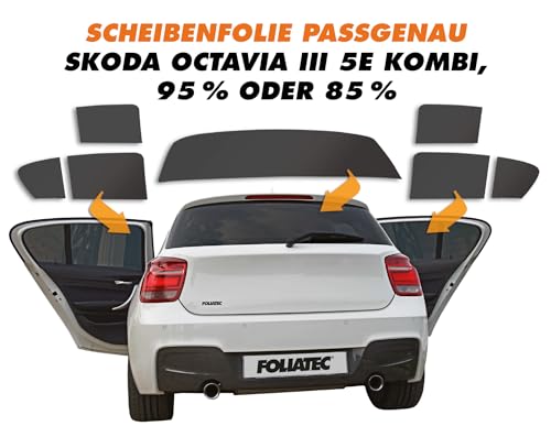 FOLIATEC ProShape Scheibentönungsfolie passgenaue 2D Tönungsfolie für Skoda Octavia III 5E Kombi, 95% Verdunkelung