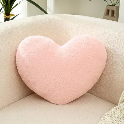 Image of JPORSHU Soft Heart Shaped Throw Pillow - Plush Faux Fur Decorative Cushion for Bed, Sofa & Room Decor for Women, Girls, Kids (10x13 (Pink)