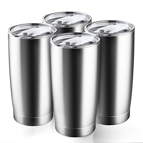Beasea Edelstahl-Becher mit Deckel, 590 ml, doppelwandig, vakuumisoliert, Metall-Trinkbecher, Reisebecher, großer Reisebecher, Kaffeetasse für Zuhause, Büro, Outdoor Cover