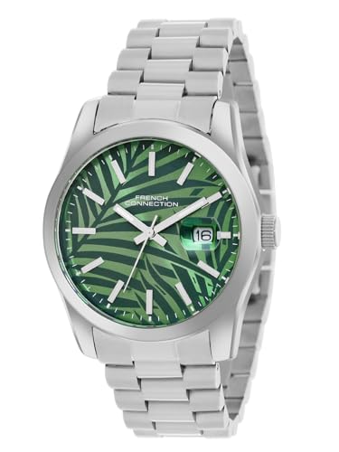 Image of French Connection Sol Dated Green Round Dial Stainless Steel Strap | Casual | Premium | Designed Feature Wrist Watch for Men - FCH14NSM