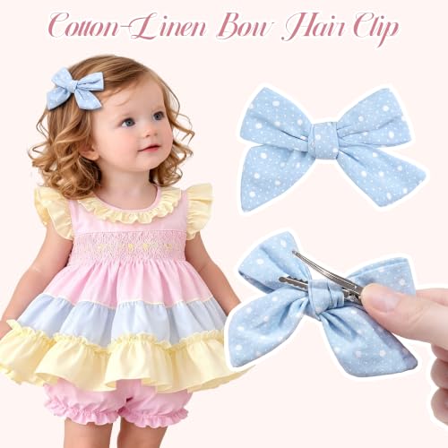Image of CELLOT 40 Pieces Girls Hair Bows 3 inches Linen Fabric Bows Alligator Clips Hair Accessories for Baby Girls Toddlers Kids and Teens