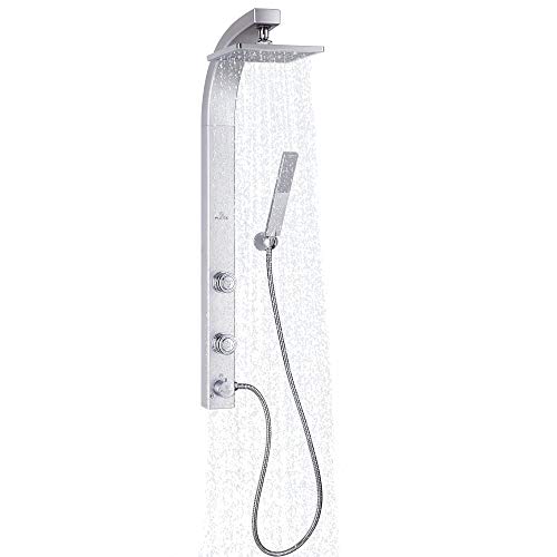 Pulse Showerspas 1020-S Splash Shower System With 8" Rain Showerhead, 2 Pulsating Body Spray Jets And Hand Shower, Silver With Chrome Fixtures #TOP2