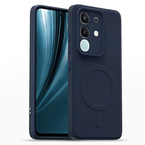 Image of Pikkme Back Cover for Vivo T4x 5G / iQoo Z10x 5G / Vivo Y31 Pro 5G Soft Matte Silicone Mag-Safe Design (Mag-Safe Not Support) Camera Protection | Slim Fit Bumper Cover (Blue)