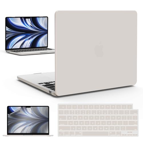 IBENZER Compatible with 2025 2024 2023 2022 MacBook Air 13 inch Case M3 A3113 M2 A2681, Hardshell Case & KeyboardCover & ScreenFilm for Mac Air 13.6 with Touch ID, Rocky Gray, KK-RKGY+2