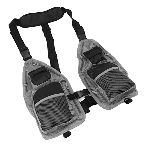 Haofy Fliegenfischerweste mit Mehreren Taschen, Leichtes Oxford-Gewebe, Verstellbare Träger, 50 X 41 cm, für Outdoor-Angeln und Camping