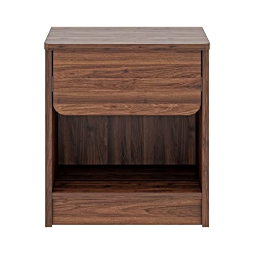 Image of Wakefit Bedside Table| Engineered Wood Side Table with Storage with Single Drawer | 1 Year Warranty | - Astra - Columbian Walnut