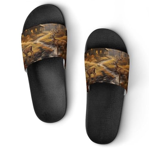 Autumn Forests Deers House Sandals Non-Slip Bathroom Slippers Beach Summer Shoes for Men Women