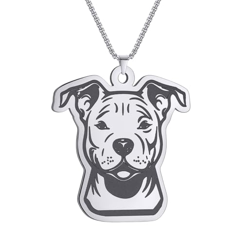 LUTAKU Collar con colgante de perro Pitbull para mujer, bonito colgante de cachorro, cadena de acero inoxidable, accesorios de joyería para animales de mascotas, Acero inoxidable