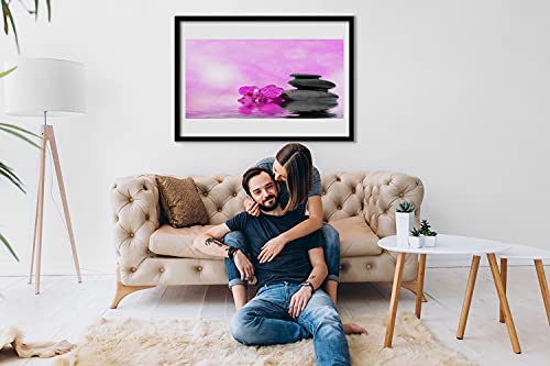 Photo murale salon et chambre affiche avec cadre 70x50 fleurs rose