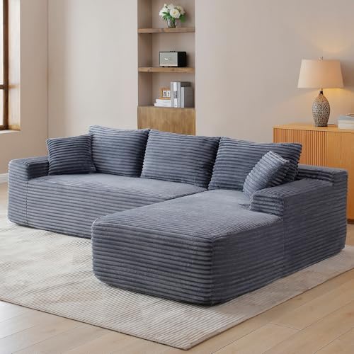 Image of 95 inch Boneless Couch for Living Room, L Shaped Modular Sectional Sofa