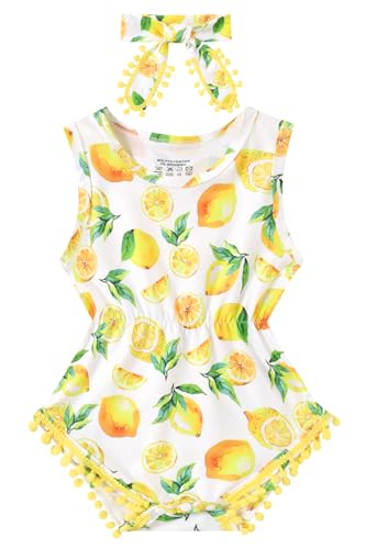 Image of BFUSTYLE Baby Girl Clothes 0-24 Months Outfit Sleeveless Infant Romper Bodysuit with Headband