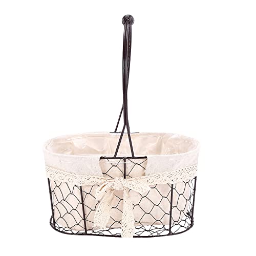 ZAYRAY Iron Art Storage Basket Desktop Organisateur D'Épicerie Bol de Fruits Portable Mini Panier Panier de Fleurs Jardin Vent Pot de de Poche