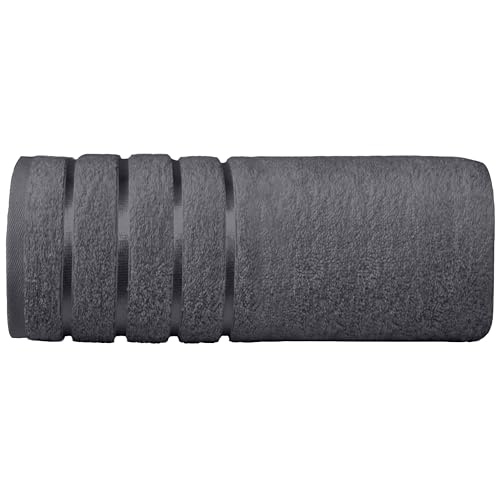 Image of Elegant Comfort 100% Turkish Cotton 4 Lines Viscose Stripe Jumbo Bath Towel - Hotel Spa Quality Extra Large 35 x 70 Inch Bath Towel Ultra Soft, Super Absorbent Quick Dry Large Bath Towel, Gray