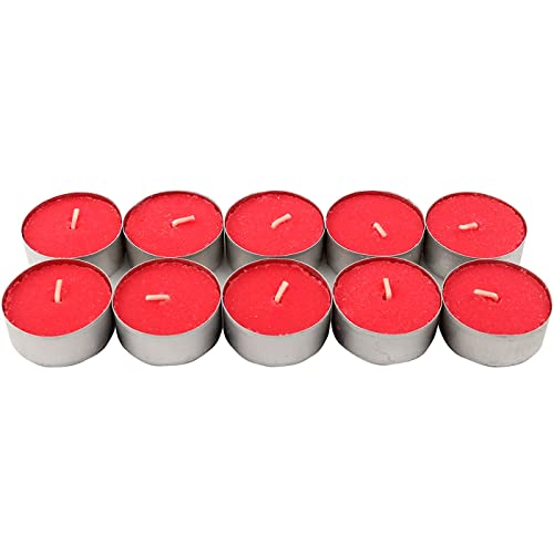 Tradineur - Pack de 10 velas de té con perfume, tealights aromáticas, tiempo de combustión: 5 horas, decoración del hogar (Frutas del bosque, 3,7 x 1,6 cm)