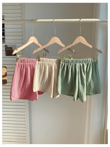 Image of MakeMeChic Women's 3 Pack Linen Shorts Gingham Striped Beach Shorts
