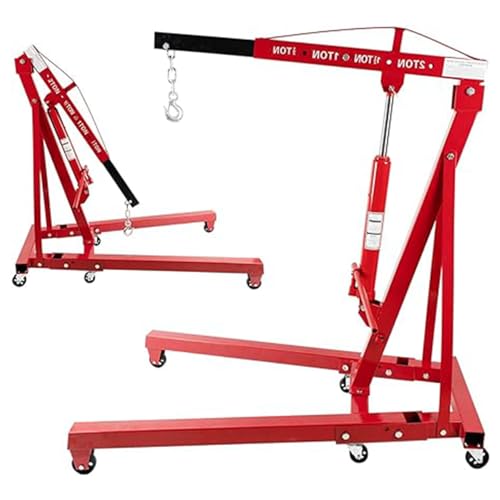 Reykilor 2 Ton Engine Hoist Folding Engine Lift with Six Universal Wheels, 4000lb Heavy Duty...