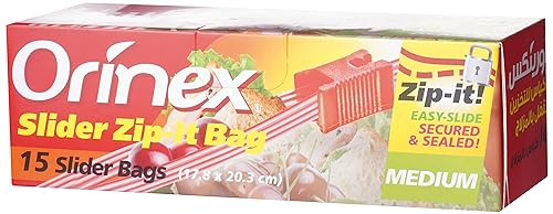 Orinex Slider Zip-It Bag Medium 15 Bags Clear