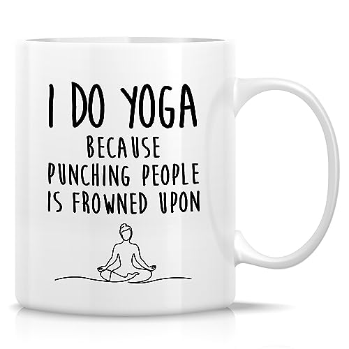 Retreez Funny Yoga Mug Gift I Do Yoga Because Punching...