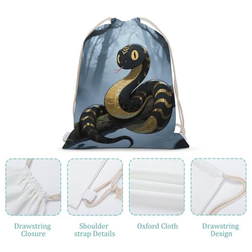 Black Snake Drawstring Backpack Gym Bag Lightweight Sackpack Gift for Hiking Travel Beach Shopping4