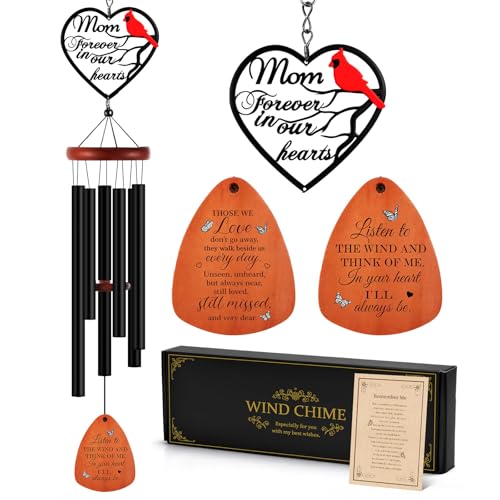 Kathfly Cardinal Wind Chimes for Loss of Loved One 28 in, Memorial Mom