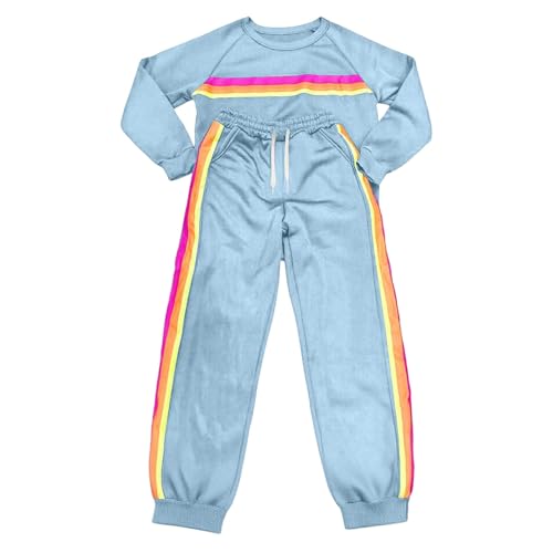 Loinjsnktng Women 2 Piece Outfits Sets Casual Striped Sweatshirt High Waist Sweatpants Color Blocked Matching Lounge Sets - image 3