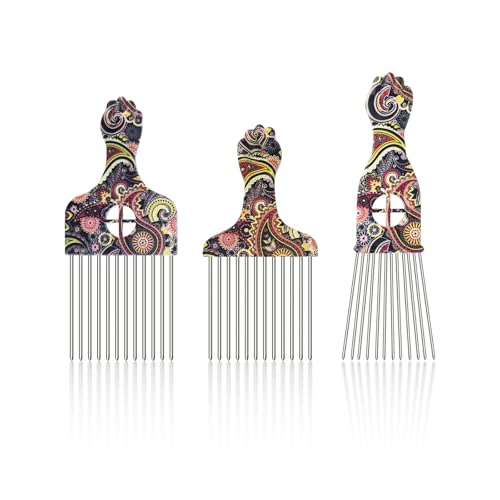 Set 3 Peines Steel Needle Afro Pick para Cabello Rizado miniatura 1