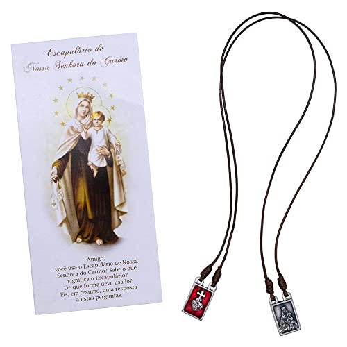 Brown Scapular Necklace | Metal Tags with Brown Wool | Catholic Jewelry and Religious Devotion | Great Religious Gift for First Holy Communion, Confirmation, and Graduation2